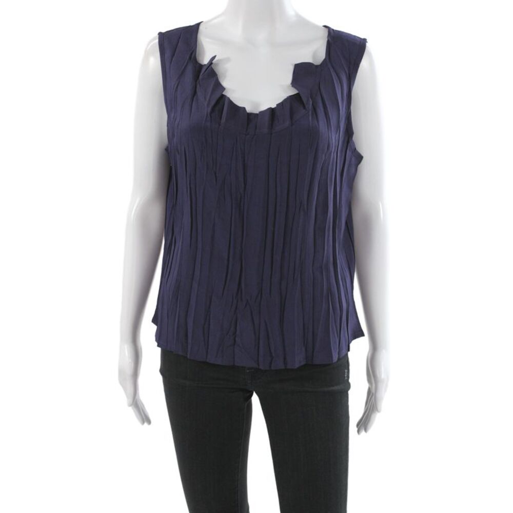 Babette Women Sleeveless Scoop Neck Basic Tank Purple Polyester Size 1X